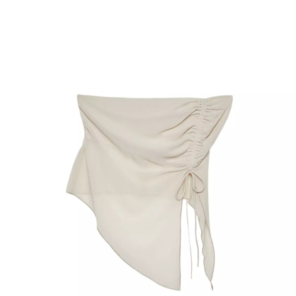 Cream Asymmetrical Ruched Top